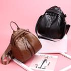 Faux Leather Zipper Accent Backpack