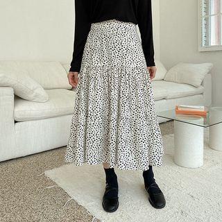 Plus Size Leopard Print Tiered Skirt
