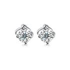 925 Sterling Silver Simple Elegant Exquisite Fashion Earrings And Ear Studs With Cubic Zircon Silver - One Size