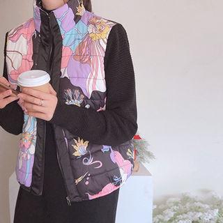 Turtle-neck Pattern Padded Jacket