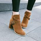 Cross-strap Chunky-heel Ankle Boots
