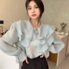 Flared-cuff Layered Collar Blouse