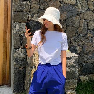 Knot-front Cotton T-shirt White - One Size