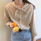 Tie-neck Shirt Almond - One Size