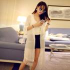 Fringed Long Light Jacket White - One Size