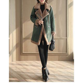 Faux Suede Zipped Coat