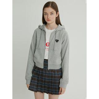 Rola Heart-embroidered Zip-up Hoodie Gray - S