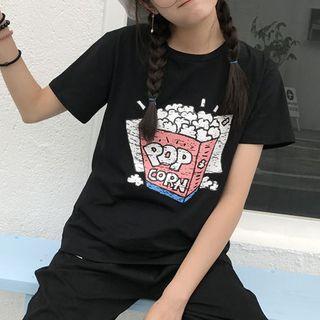 Popcorn Print Short-sleeve T-shirt