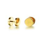 Simple And Fashion Plated Gold Geometric Round 316l Stainless Steel Stud Earrings Golden - One Size