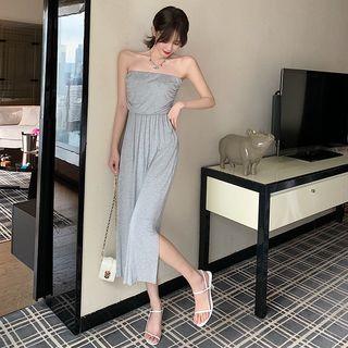 Plain Strapless Midi A-line Skirt