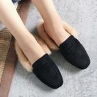 Faux Leather Fluffy Trim Loafers