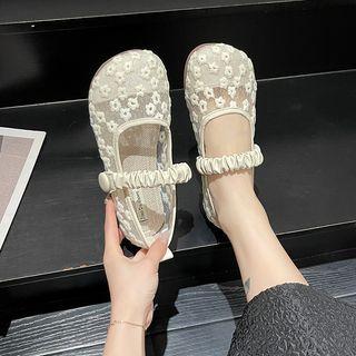 Floral Mesh Mary Jane Shoes