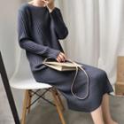 Rib Knit Long-sleeve Midi Dress