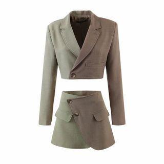 Set: Two Tone Blazer + Mini Skirt