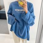 Letter Wide-sleeve Washed T-shirt