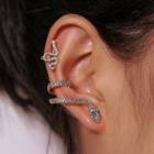 Set: Snake Rhinestone Stud Earring + Cuff Earring