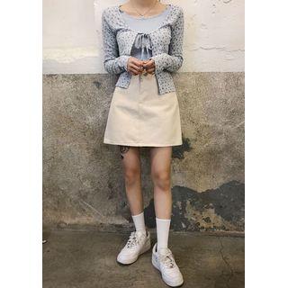 Zip-fly Denim Miniskirt