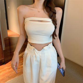 Strapless Crop Top / High-waist Wide-leg Pants