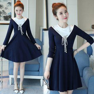 Lace-up Panel A-line Dress