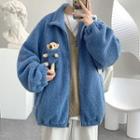 Bear Plush Fleece Zip Jacket