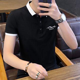 Short-sleeve Letter Polo Shirt