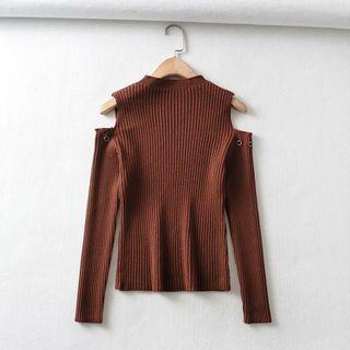 Off-shoulder Knit Sweater As Shown In Figure - S