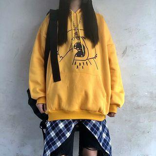 Bear-print Front Pocket Hooded Sweatshirt