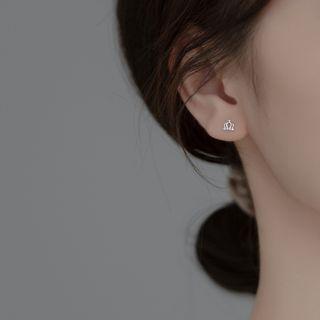 Rhinestone Crown Stud Earring 1 Pair - Silver - One Size