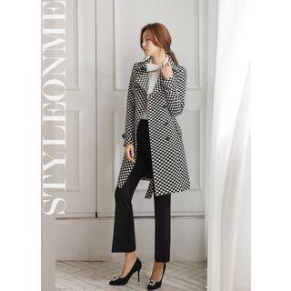 Double-breasted Gingham Coat With Sash
