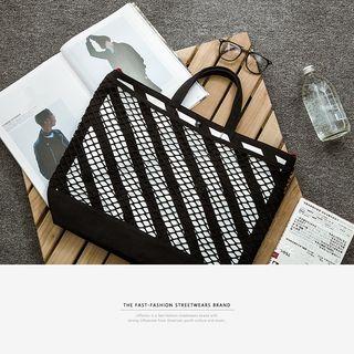 Mesh-overlay Lettering Tote