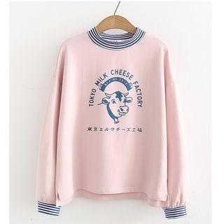 Long-sleeve Cow Print T-shirt