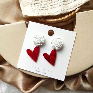 Rose & Heart Resin Dangle Earring
