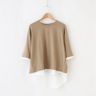 Mock Two-piece 3/4 Sleeve T-shirt