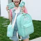 Set Of 4: Printed Canvas Backpack + Crossbody Bag + Coin Purse + Drawstring Pouch