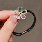Flower Hair Tie Ly416 - Pink & Yellow & Green Flower - Black - One Size