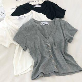 V-neck Knit Crop Top
