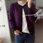 Scallop-edge Patterned Cardigan Purple - One Size