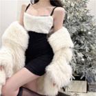 Spaghetti Strap Fleece Panel Sheath Dress