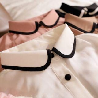 Round-collar Piped Blouse