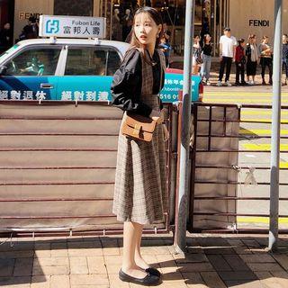 Plaid High Waist Suspender Skirt