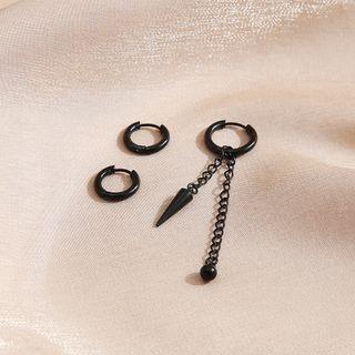 Set Of 3: Hoop Earring 1 Pair - Gold - One Size