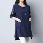 Embroidered Elbow-sleeve Tunic