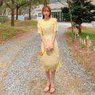 Round-neck Frill-trim Midi Dress