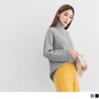 Turtle-neck Dipped Back Knit Top