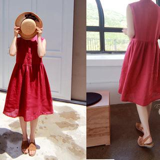 Sleeveless Half-placket A-line Dress