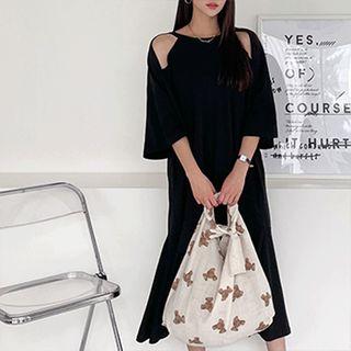 Cutaway-front Ruffle-hem Dress