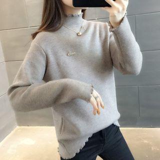 Mock-neck Lettuce Edge Sweater