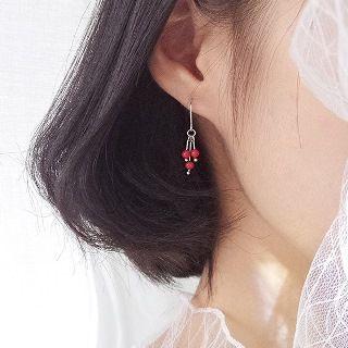 Sterling Silver Beaded Drop Hook Earrings