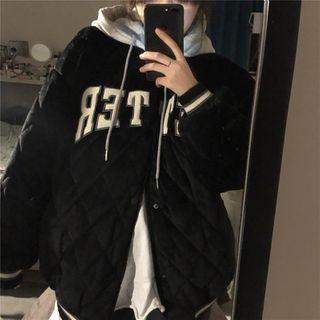 Mock Two-piece Hooded Quilted Jacket Black - One Size