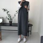 Sleeveless Slit Midi Sweater Dress